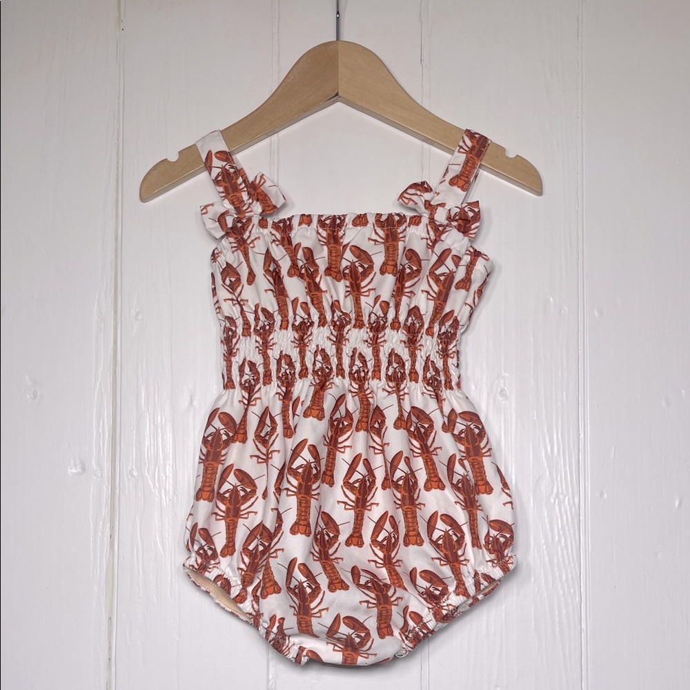 RACHEL RILEY EUC Lobster Smocked Waist Bubble Sunsuit